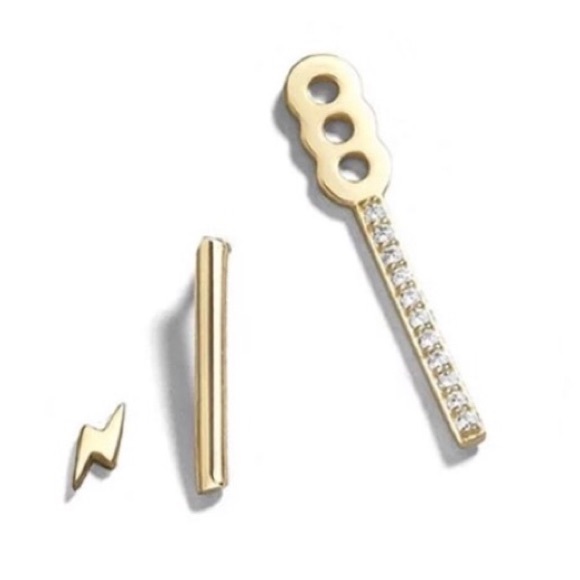 • Drew • Crystal Bar + Lightening Earring Set - Picture 3 of 4